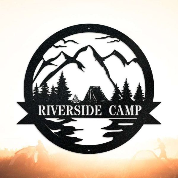 Personalized Tent Camper Sign Camping Outdoor Custom Metal Sign Riverside Camp Sign Outdoor Decor