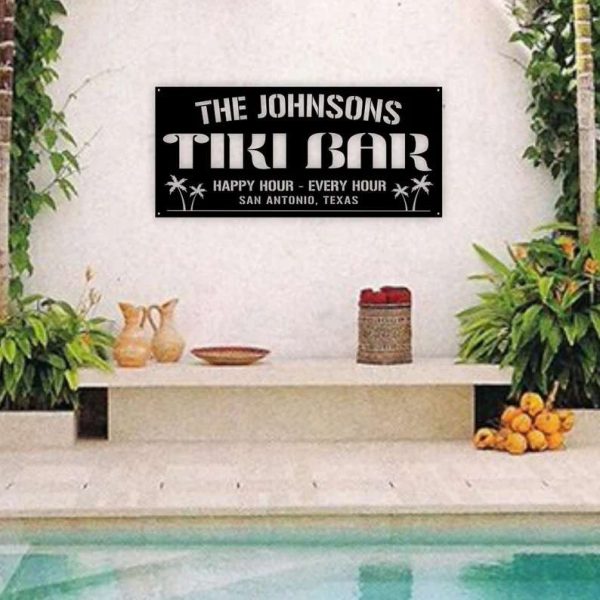 Personalized Tiki Bar Metal Sign Pool And Bar Sign Tiki Bar Sign Bar And Grill Sign Pool Oasis Sign Patio Decor Home Outdoor Decor