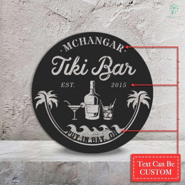 Personalized Tiki Bar Sign Cocktail Pool Bar Sign Beach Bar Sign Palm Trees Sign Pool Decor Dad Gifts Housewarming Gift