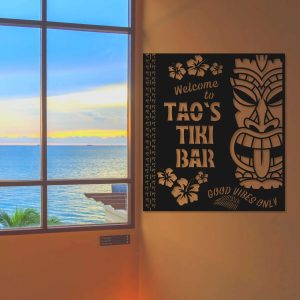 Personalized Tiki Bar Sign Tiki Mask Sign Beach Bar Sign Pool Decor Home Outdoor Decor 2