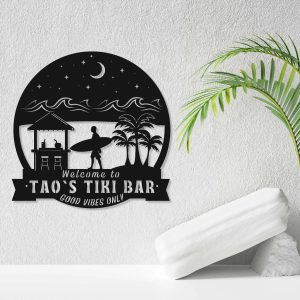 Personalized Tiki Bar Sign Welcome Sign Beach House Sign Tropic Summer Decor Tiki Bar Decor Housewarming Gift 2