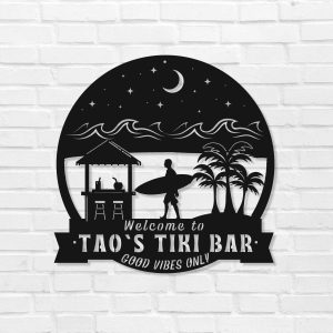 Personalized Tiki Bar Sign Welcome Sign Beach House Sign Tropic Summer Decor Tiki Bar Decor Housewarming Gift 4