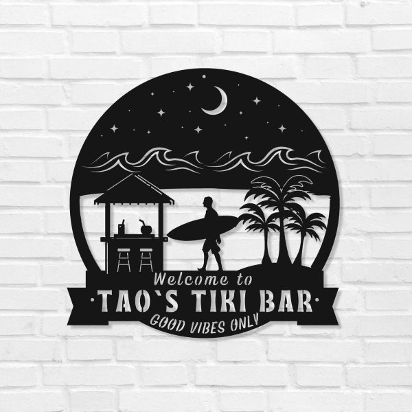 Personalized Tiki Bar Sign Welcome Sign Beach House Sign Tropic Summer Decor Tiki Bar Decor Housewarming Gift