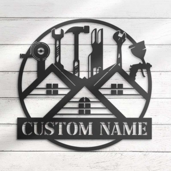 Personalized Tools Repair Sign Construction Sign Tool Shop Decor Workshop Custom Metal Signs Gifts For Repairman