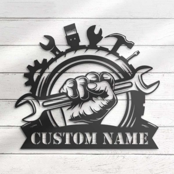 Personalized Tools Repair Sign Handyman Sign Wrench Spanner Custom Metal Signs Carpenter Gifts