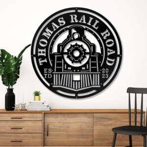 Personalized Train Metal Sign Railroad Sign Railway Sign Train Room Sign Rall Road Custom Metal Signs 1