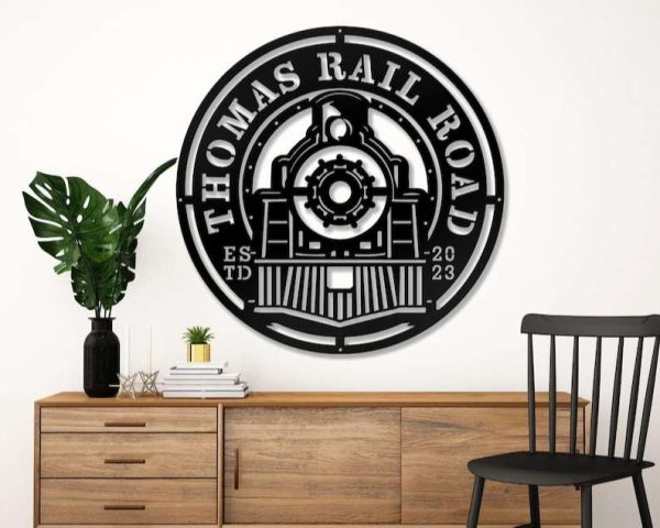 Personalized Train Metal Sign Railroad Sign Railway Sign Train Room Sign Rall Road Custom Metal Signs