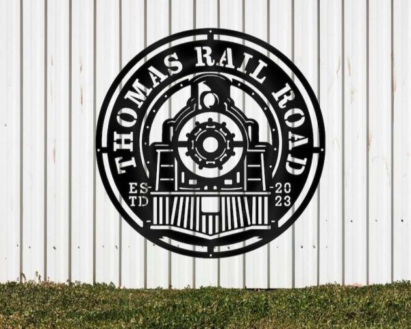 Personalized Train Metal Sign Railroad Sign Railway Sign Train Room Sign Rall Road Custom Metal Signs