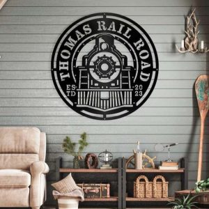 Personalized Train Metal Sign Railroad Sign Railway Sign Train Room Sign Rall Road Custom Metal Signs 4