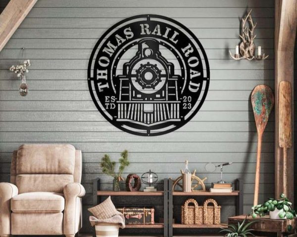 Personalized Train Metal Sign Railroad Sign Railway Sign Train Room Sign Rall Road Custom Metal Signs