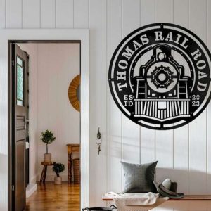Personalized Train Metal Sign Railroad Sign Railway Sign Train Room Sign Rall Road Custom Metal Signs