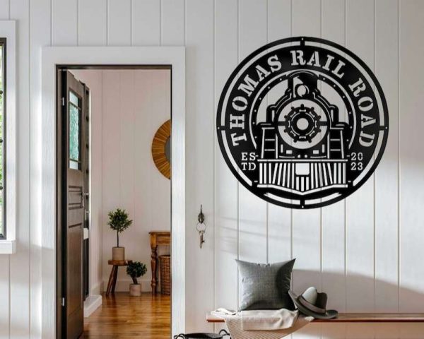 Personalized Train Metal Sign Railroad Sign Railway Sign Train Room Sign Rall Road Custom Metal Signs