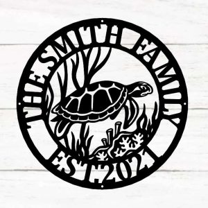 Personalized Turtle Sign Sea Turtle Metal Wall Art Under Sea Life Turtle Decor Ocean Decor Beach Decor Turtle Lover Gift