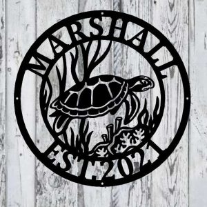 Personalized Turtle Sign Sea Turtle Metal Wall Art Under Sea Life Turtle Decor Ocean Decor Beach Decor Turtle Lover Gift 4