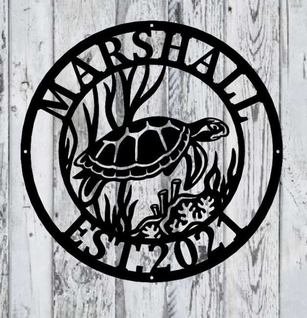 Personalized Turtle Sign Sea Turtle Metal Wall Art Under Sea Life Turtle Decor Ocean Decor Beach Decor Turtle Lover Gift