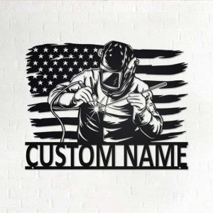 Personalized US Flag Welder Custom Metal Sign 1