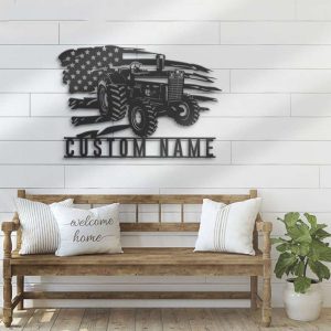 Personalized US Tractor Driver Sign Farm Tractor Custom Metal Signs Farmhouse Sign Farmer Trucker Gifts 2