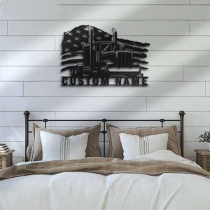 Semi Truck Gifts For Truck Drivers American Flag Metal Truck Decor - Custom  Laser Cut Metal Art & Signs, Gift & Home Decor