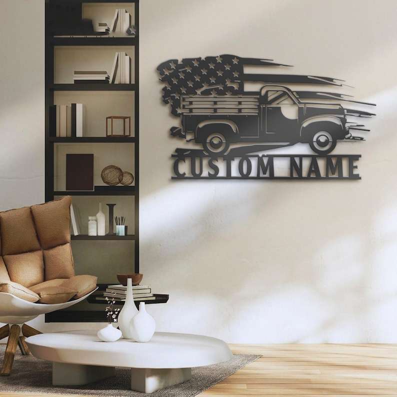 Personalized Us Flag Truck Driver Sign Pick Up Truck Custom Metal Signs  Trucker Gifts Birthday Gifts - Custom Laser Cut Metal Art & Signs, Gift &  Home