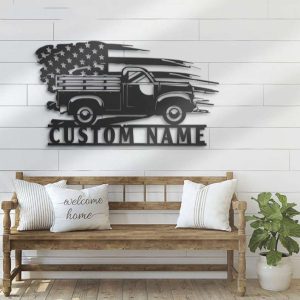 Personalized Us Flag Truck Driver Sign Pick Up Truck Custom Metal Signs Trucker Gifts Birthday Gifts 2