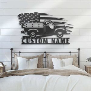 Personalized Us Flag Truck Driver Sign Pick Up Truck Custom Metal Signs Trucker Gifts Birthday Gifts