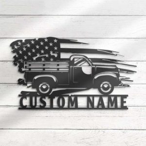 Personalized Us Flag Truck Driver Sign Pick Up Truck Custom Metal Signs Trucker Gifts Birthday Gifts