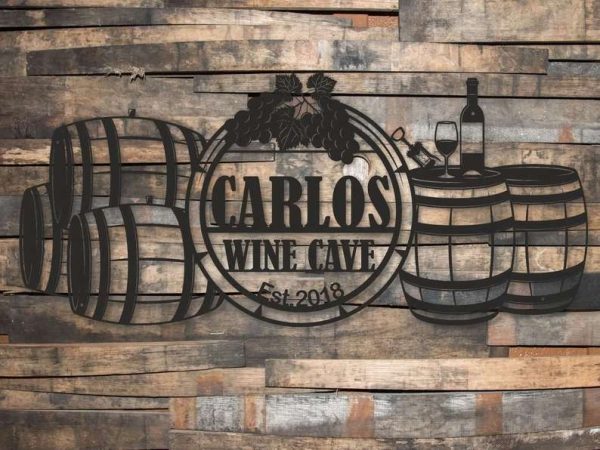 Personalized Wine Cave Metal Sign Wine Cellar Home Decor Custom Name and EST Gift for Wine Lover Vineyard Sign