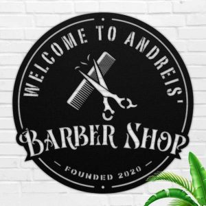 Personalized Welcome Barber Shop Sign Hair Salon Sign Hair Stylist Established Sign Barber Shop Decor 1