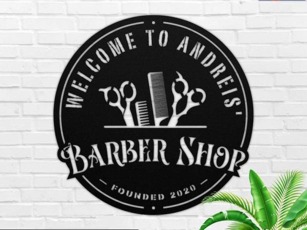 Personalized Welcome Sign Barber Shop Established Sign Hair Cutter Sign Barber Gifts Hair Salon Decor