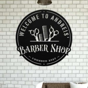Personalized Welcome Sign Barber Shop Established Sign Hair Cutter Sign Barber Gifts Hair Salon Decor 2