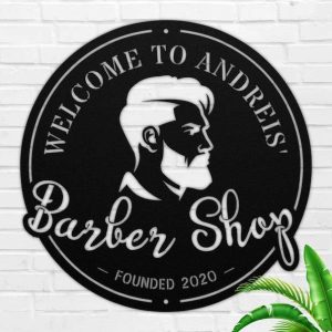 Personalized Welcome To Barber Shop Sign Hair Stylist Established Sign Barber Gifts 1
