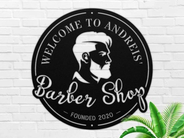 Personalized Welcome To Barber Shop Sign Hair Stylist Established Sign Barber Gifts