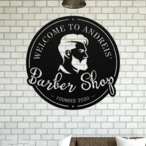 Personalized Welcome To Barber Shop Sign Hair Stylist Established Sign Barber Gifts 2