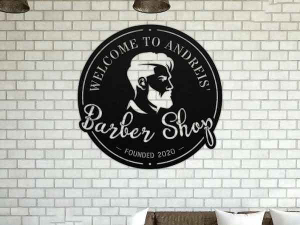 Personalized Welcome To Barber Shop Sign Hair Stylist Established Sign Barber Gifts