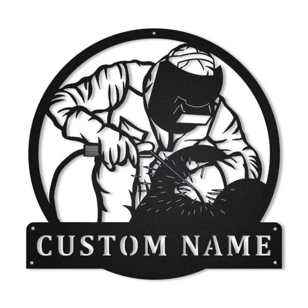 Personalized Welder Monogram Garage Workshop Man Cave Decor Custom Metal Sign