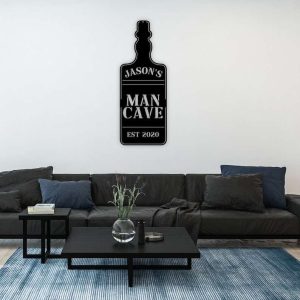 Personalized Whiskey Bottle Sign Man Cave Custom Metal Signs Fathers Day Gifts