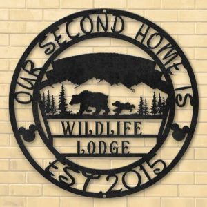 Personalized Wildlife Lodge Sign Our Second Home Is Willdlife Lodge Custom Metal Sign Log Cabin Metal Sign Housewarming Gifts 1