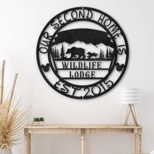 Personalized Wildlife Lodge Sign Our Second Home Is Willdlife Lodge Custom Metal Sign Log Cabin Metal Sign Housewarming Gifts