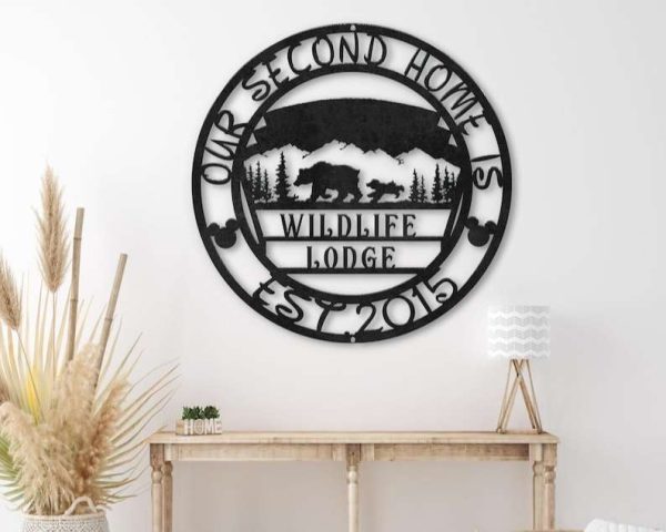 Personalized Wildlife Lodge Sign Our Second Home Is Willdlife Lodge Custom Metal Sign Log Cabin Metal Sign Housewarming Gifts