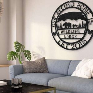 Personalized Wildlife Lodge Sign Our Second Home Is Willdlife Lodge Custom Metal Sign Log Cabin Metal Sign Housewarming Gifts 3