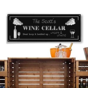 Personalized Wine Cellar Metal Sign Dont Keep It Bottled Up Uncork and Unwind Custom Bar Sign with Name Housewarming Gift for Wine Lover 1