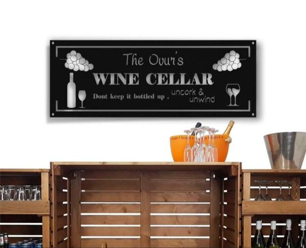 Personalized Wine Cellar Metal Sign Dont Keep It Bottled Up Uncork and Unwind Custom Bar Sign with Name Housewarming Gift for Wine Lover