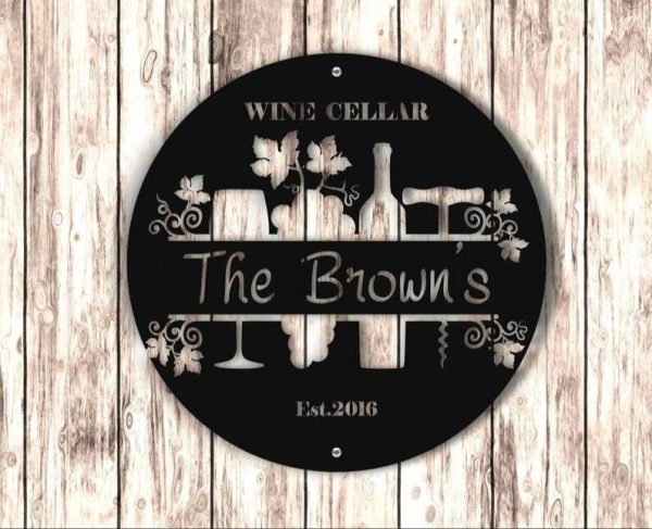 Personalized Wine Cellar Metal Wall Art Sign Custom Bar Wall Sign for Home Decor and Bar Decorations