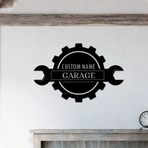 Personalized Workshop Metal Wall Art Custom Garage Name Signs Car Mechanic Repair 1