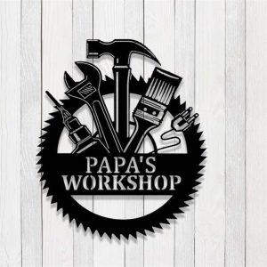 Personalized Workshop Sign Carpenter Tools Sign Papas Workshop Custom Metal Signs Mechanic Gifts