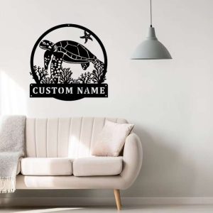 Personalizee Sea Turtle Metal Sign Farmhouse Decor Turtle Lover Gift Home Office Room Outdoor Decor Housewarming Gift