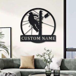 Personlized Lineman Wall Hanging Man Cave Home Decor Custom Metal Sign