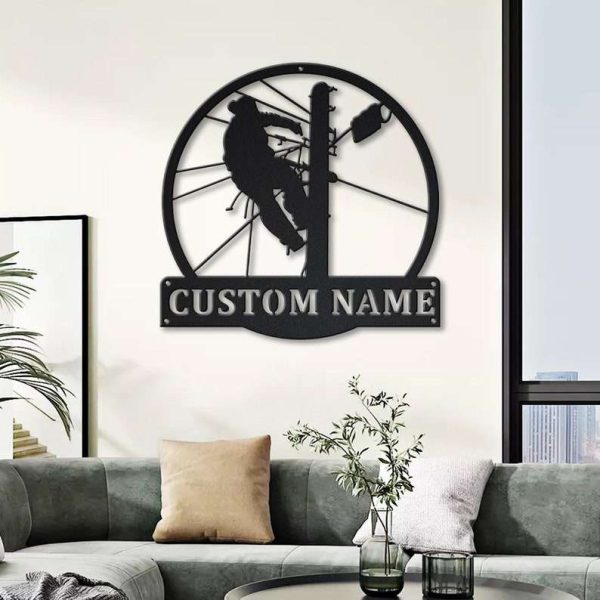 Personlized Lineman Wall Hanging Man Cave Home Decor Custom Metal Sign