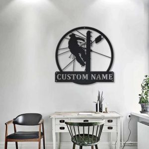 Personlized Lineman Wall Hanging Man Cave Home Decor Custom Metal Sign 2