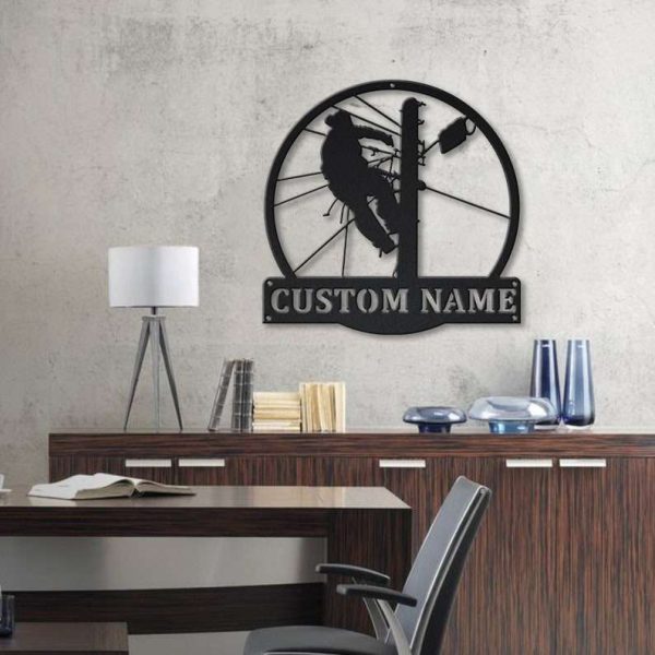 Personlized Lineman Wall Hanging Man Cave Home Decor Custom Metal Sign